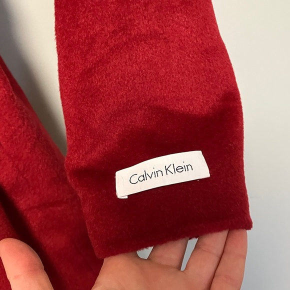 NWOT Calvin Klein Wool Angora Elegant Red Women's Coat - Picture 3 of 8